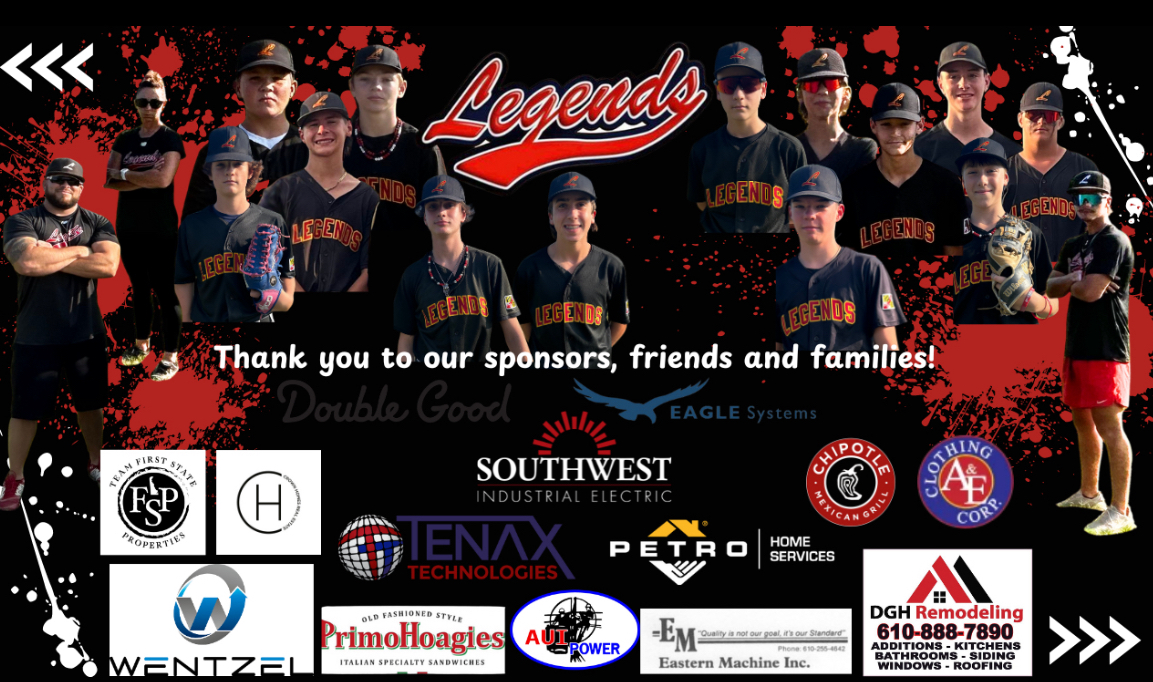 Legends Baseball Sponsor Thank You